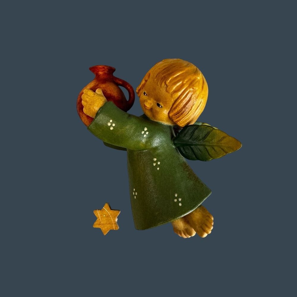 Anri Ferrandiz Flying Angel With Jug And Star Hand Painted Resin Christmas Ornam - Picture 3 of 5